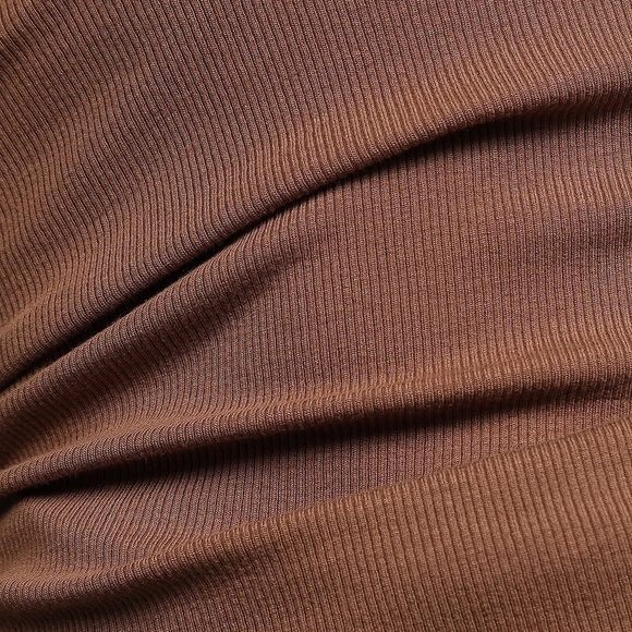 LULU’S Flirty Little Secret Brown Ribbed Cutout Long Sleeve Top - Picture 6 of 6